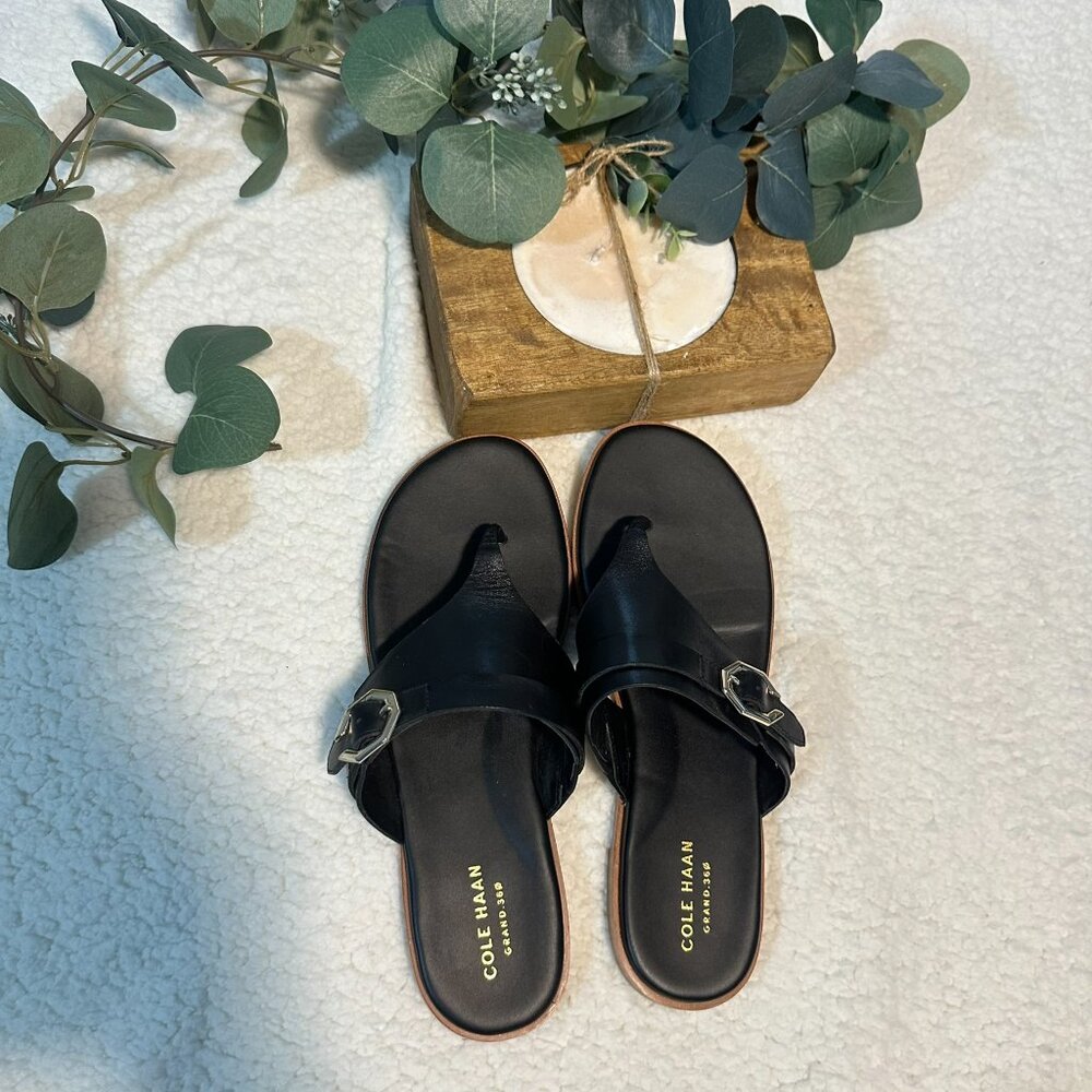 Cole Haan Black Leather Sandals with Buckle Size 8 - Picture 6 of 8